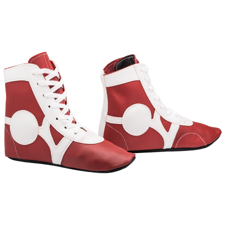 Купить Обувь для самбо SM-0102, кожа, красный Rusco в Алейске 