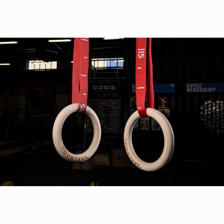 Купить Кольца гимнастические 32 мм красные стропы в Алейске 