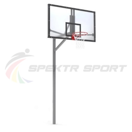 Купить Стойка баскетбольная уличная упрощенная со щитом из оргстекла, кольцом и сеткой SP D 412 в Алейске 
